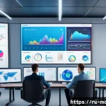 미디어기술사와 디지털 마케팅 - A modern digital marketing workspace scene featuring a diverse team of professionals analyzing segme...